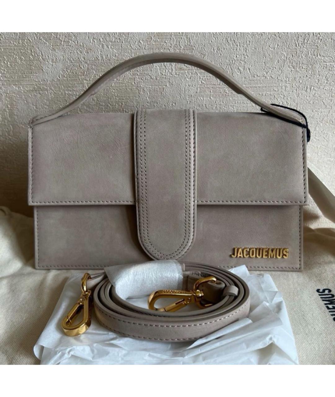 JACQUEMUS Бежевая замшевая сумка через плечо, фото 3