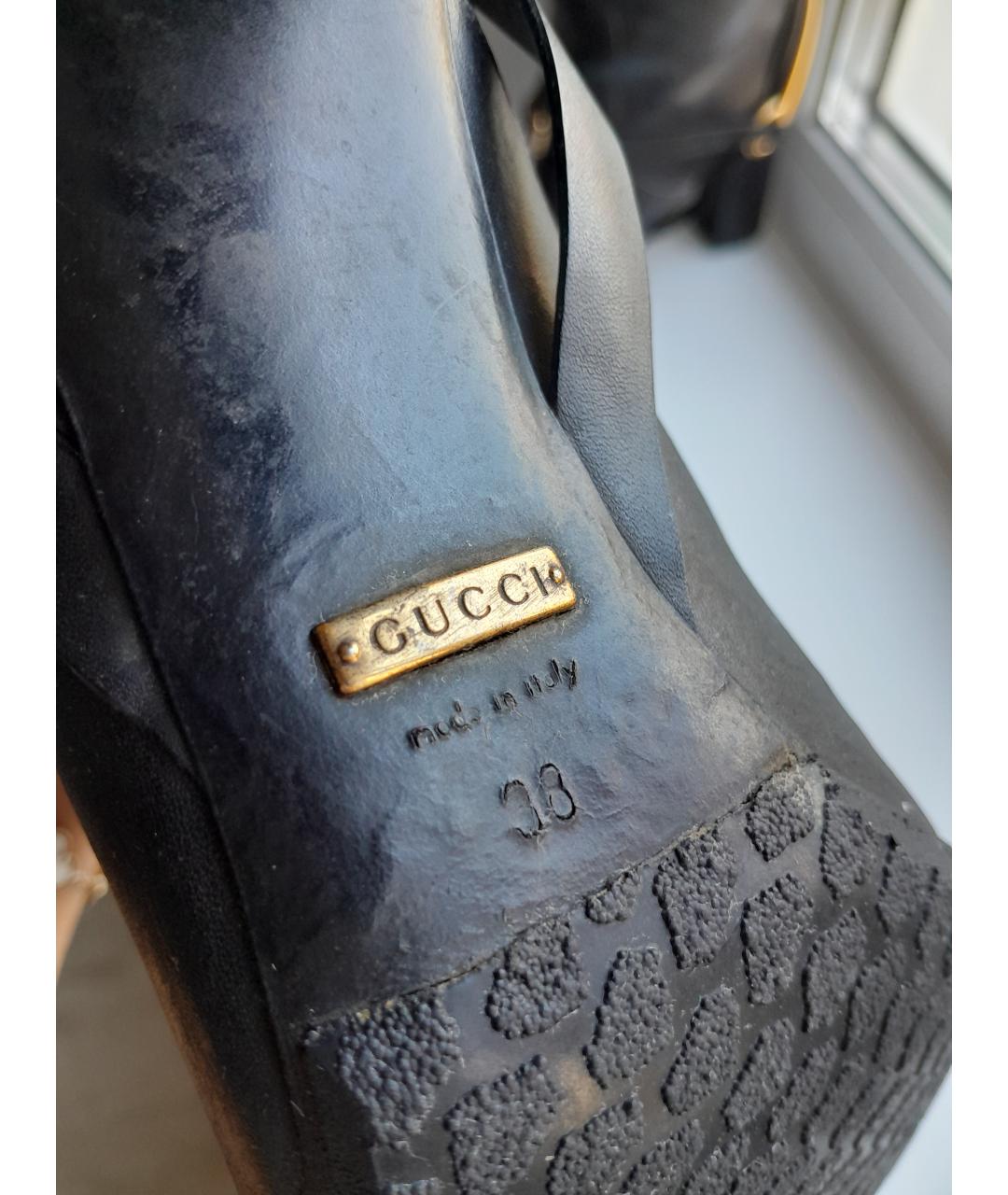 GUCCI Черные кожаные сапоги, фото 7