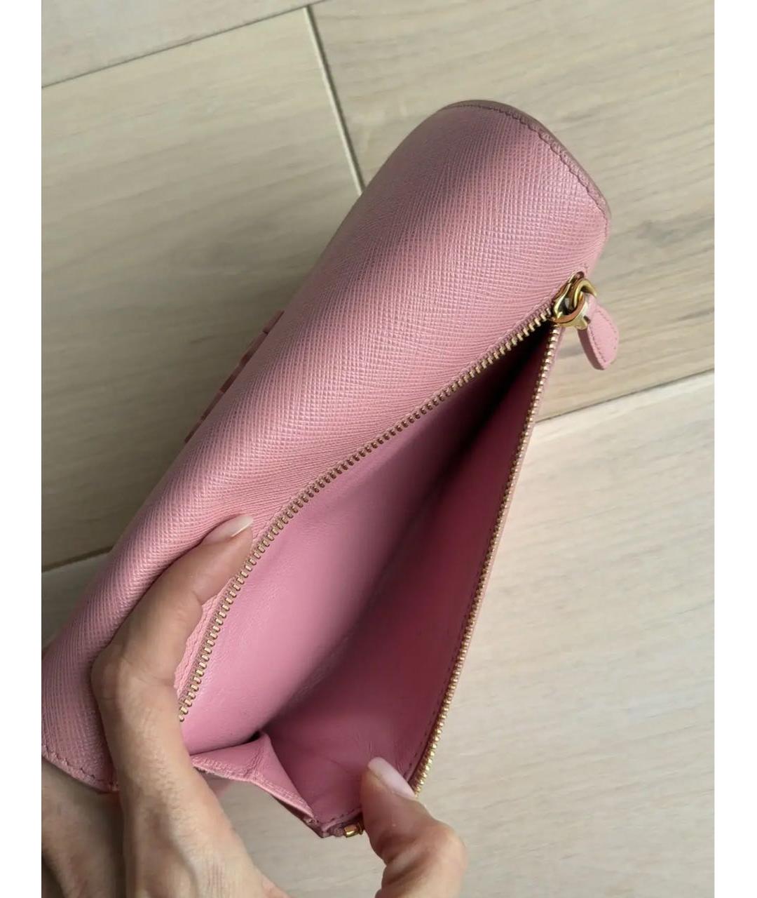 PRADA Розовый кожаный кошелек, фото 8