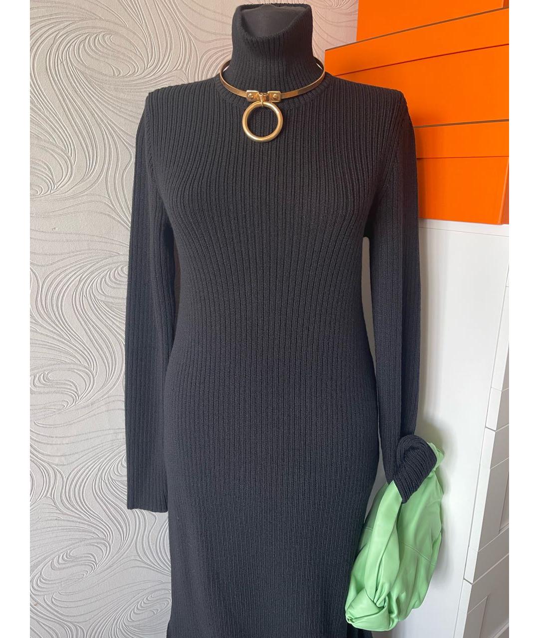 BOTTEGA VENETA Черное шерстяное повседневное платье, фото 7