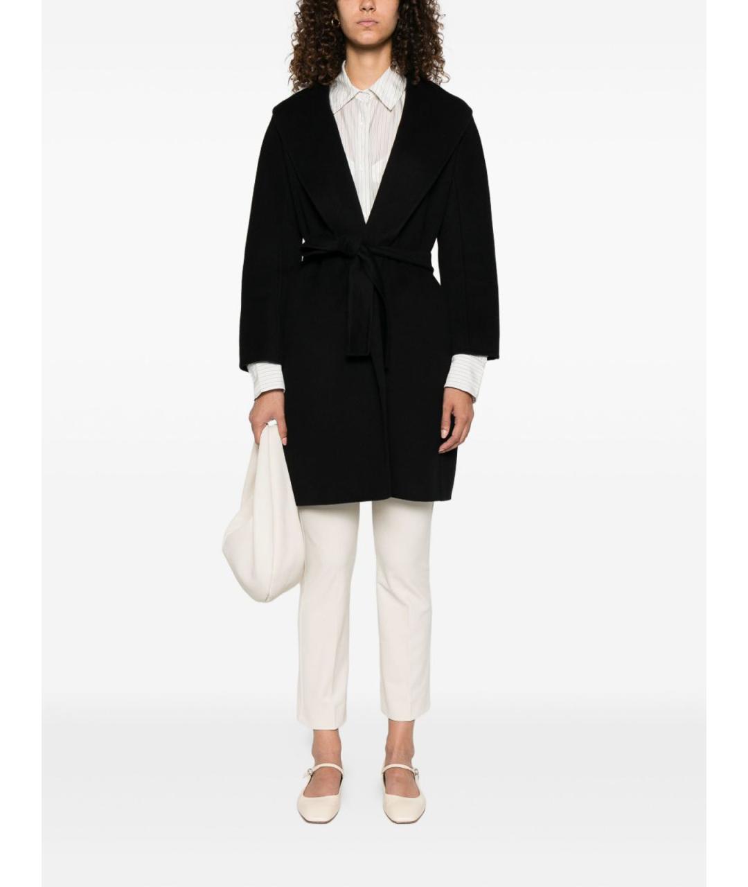'S MAX MARA Черное шерстяное пальто, фото 3