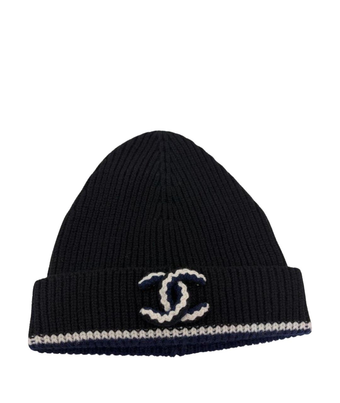 CHANEL Темно-синяя кашемировая шапка, фото 1