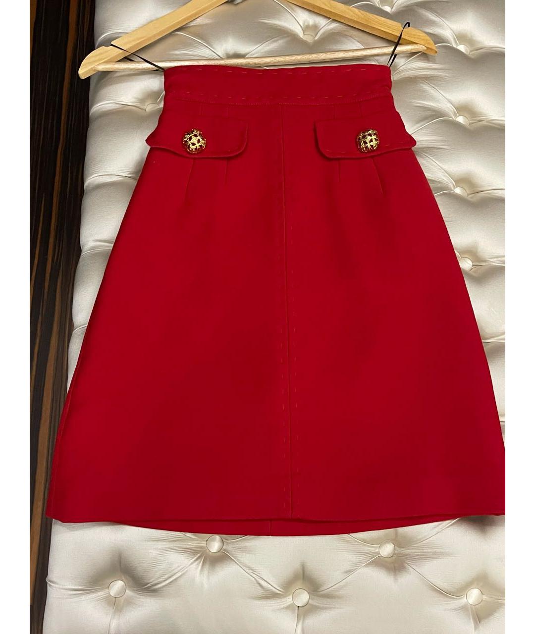 DOLCE&GABBANA Красная креповая юбка мини, фото 6