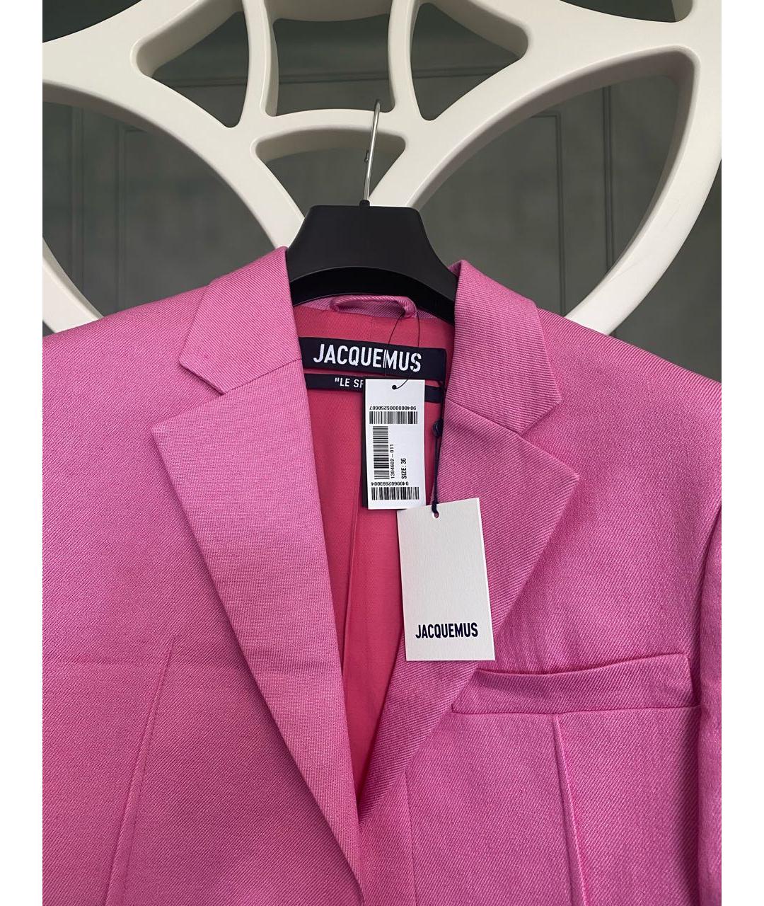JACQUEMUS Розовый льняной жакет/пиджак, фото 5