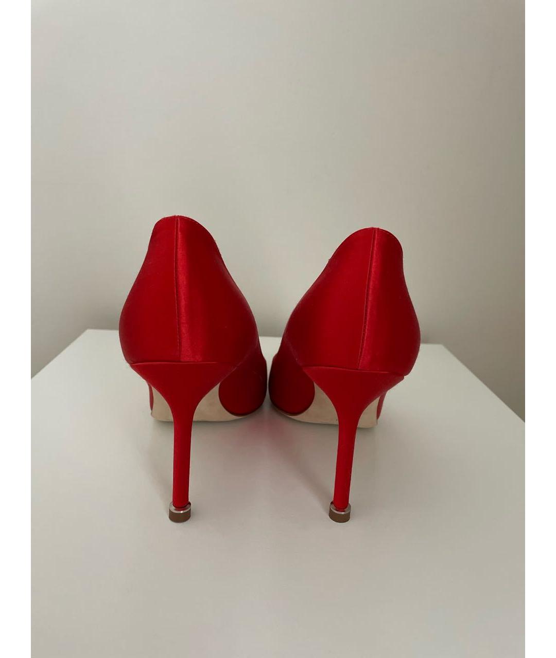 MANOLO BLAHNIK Красные текстильные туфли, фото 4