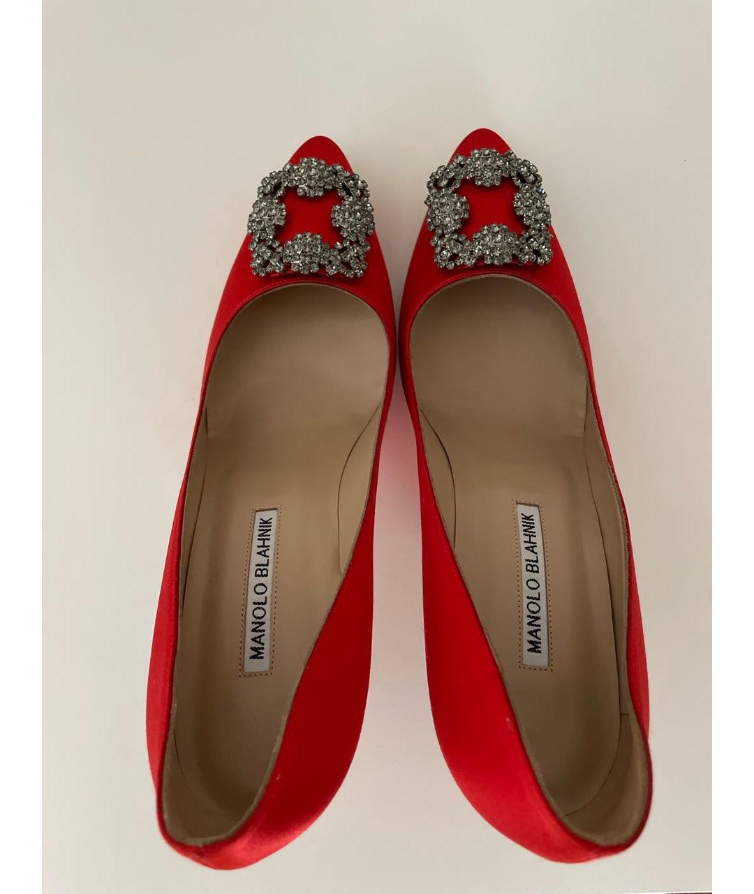 MANOLO BLAHNIK Красные текстильные туфли, фото 3
