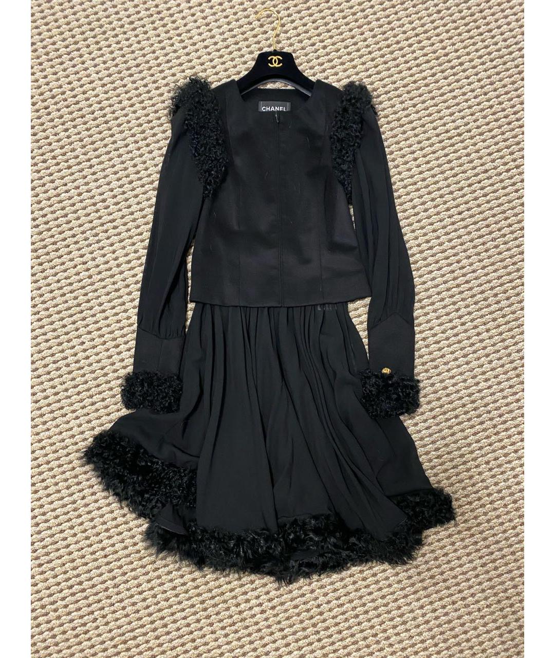 CHANEL PRE-OWNED Черный шерстяной костюм с юбками, фото 2