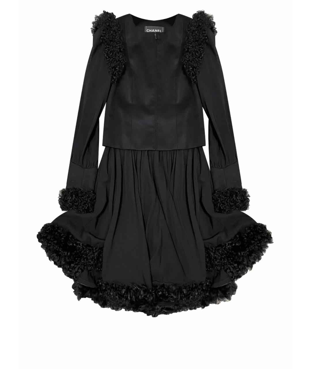 CHANEL PRE-OWNED Черный шерстяной костюм с юбками, фото 1