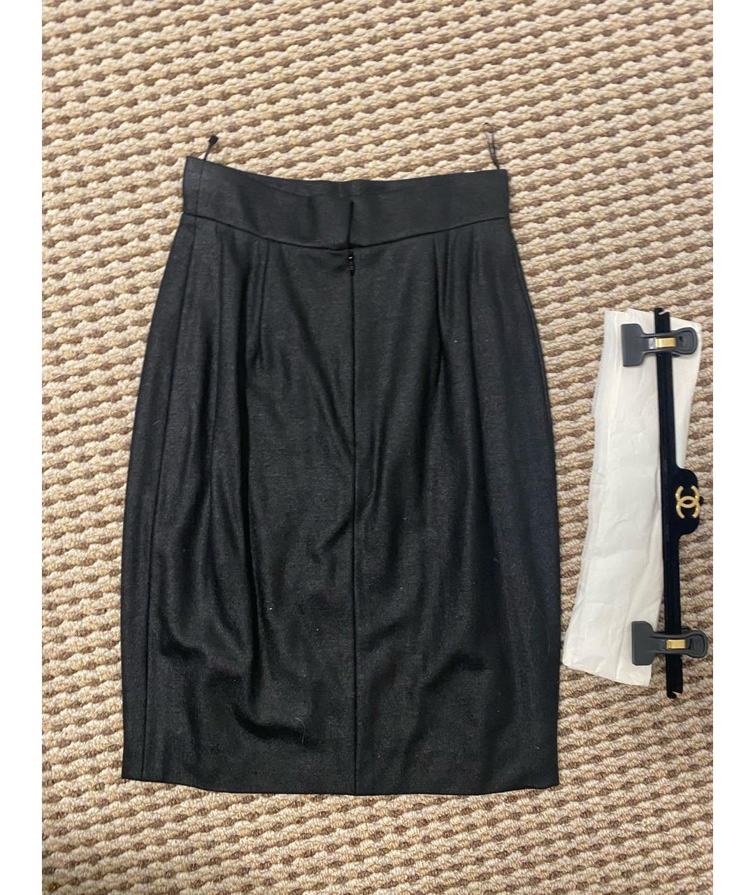 CHANEL PRE-OWNED Антрацитовый шерстяной костюм с юбками, фото 7