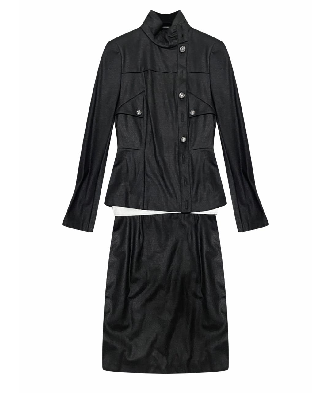 CHANEL PRE-OWNED Антрацитовый шерстяной костюм с юбками, фото 1