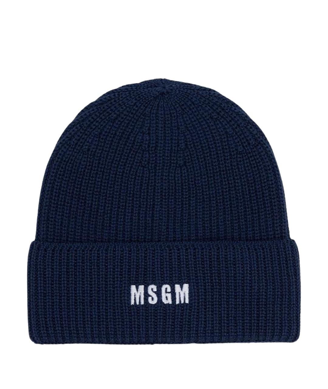 MSGM Темно-синяя шерстяная шапка, фото 1