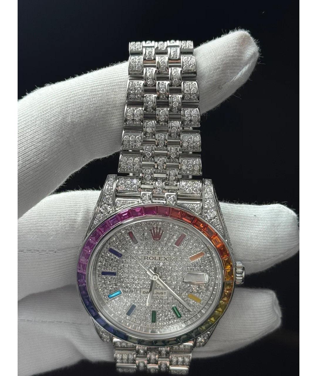 ROLEX Белые металлические часы, фото 5