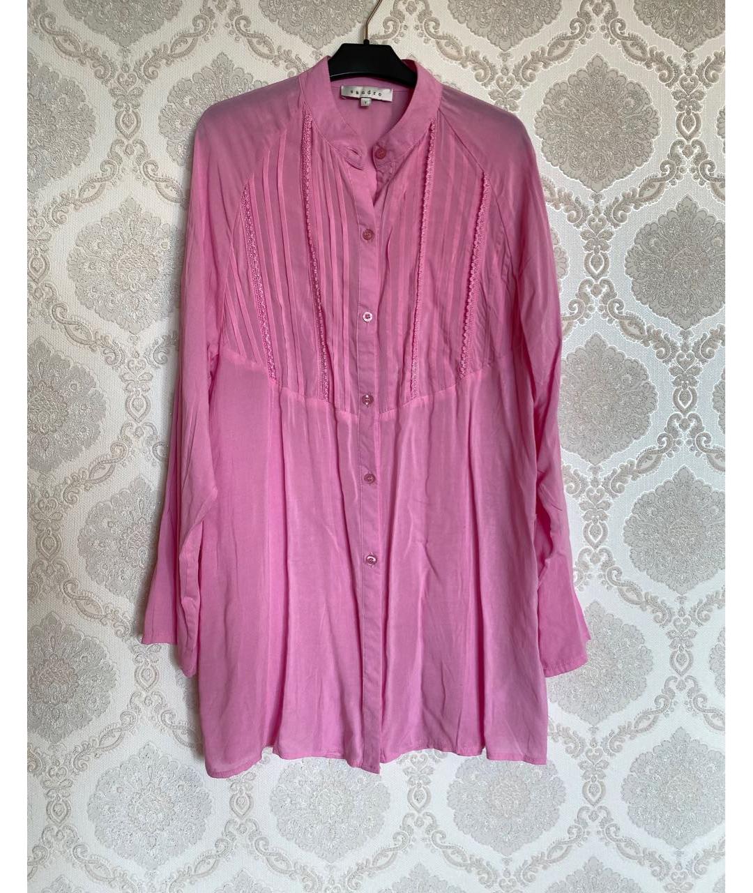 SANDRO Розовая вискозная рубашка, фото 5