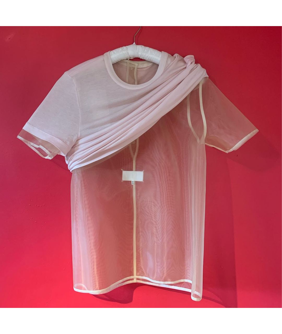MAISON MARGIELA Розовая полиамидовая футболка, фото 4