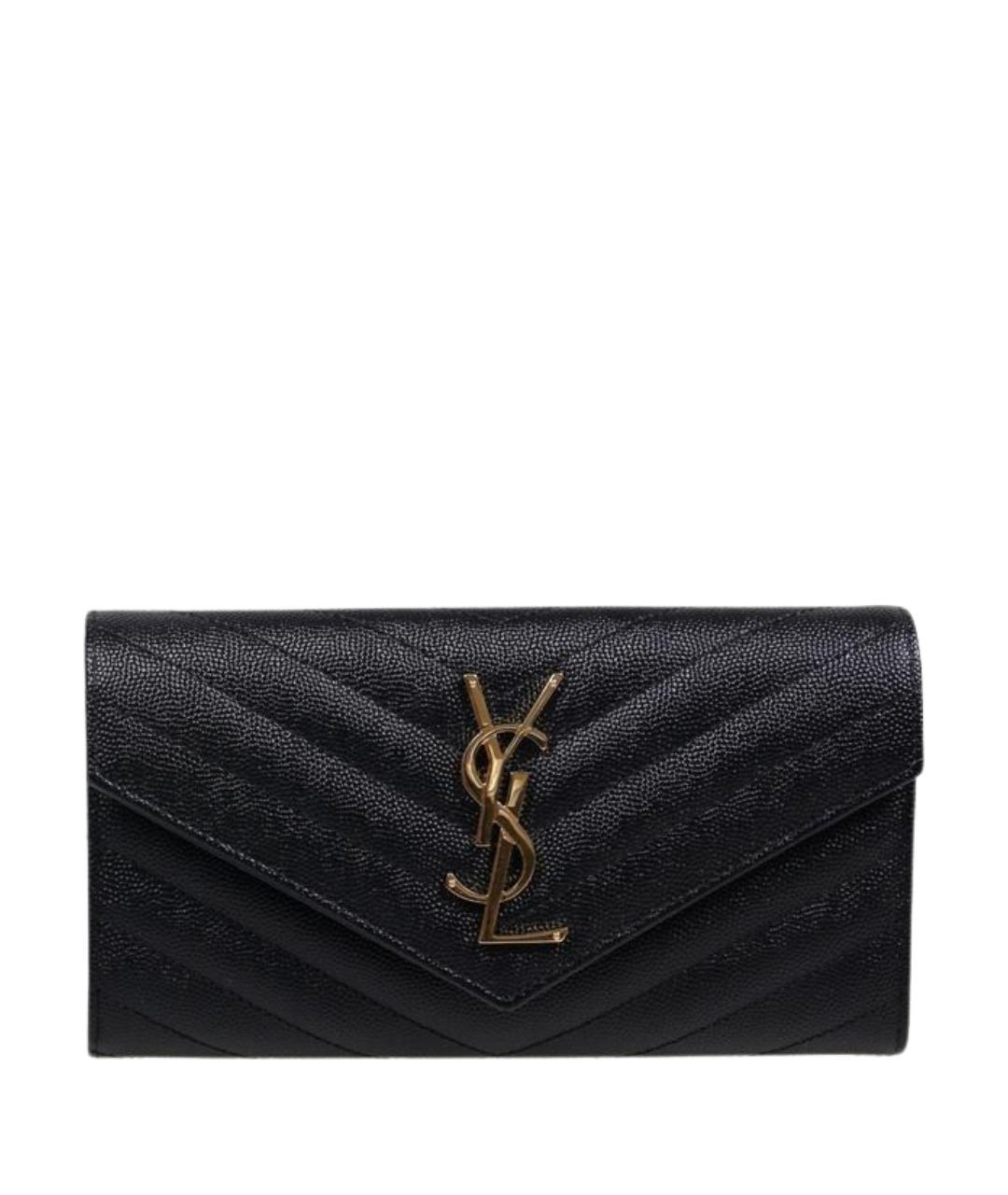 SAINT LAURENT Черный кожаный кошелек, фото 1