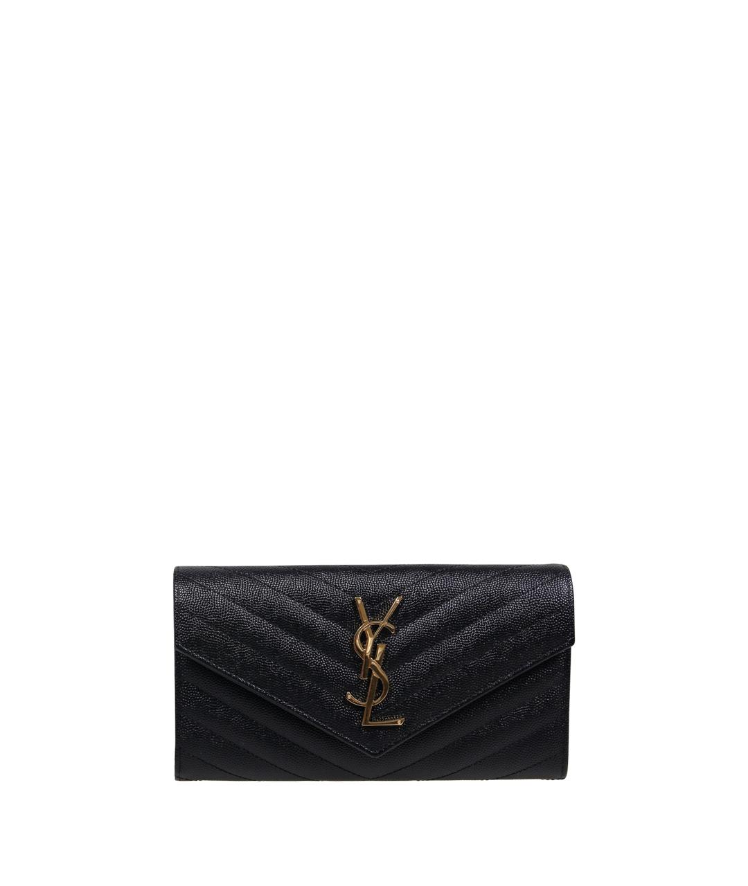 SAINT LAURENT Черный кожаный кошелек, фото 4