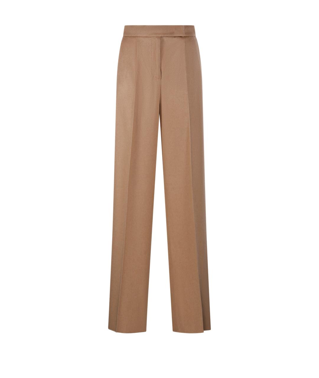 MAX MARA Бежевые шерстяные прямые брюки, фото 1