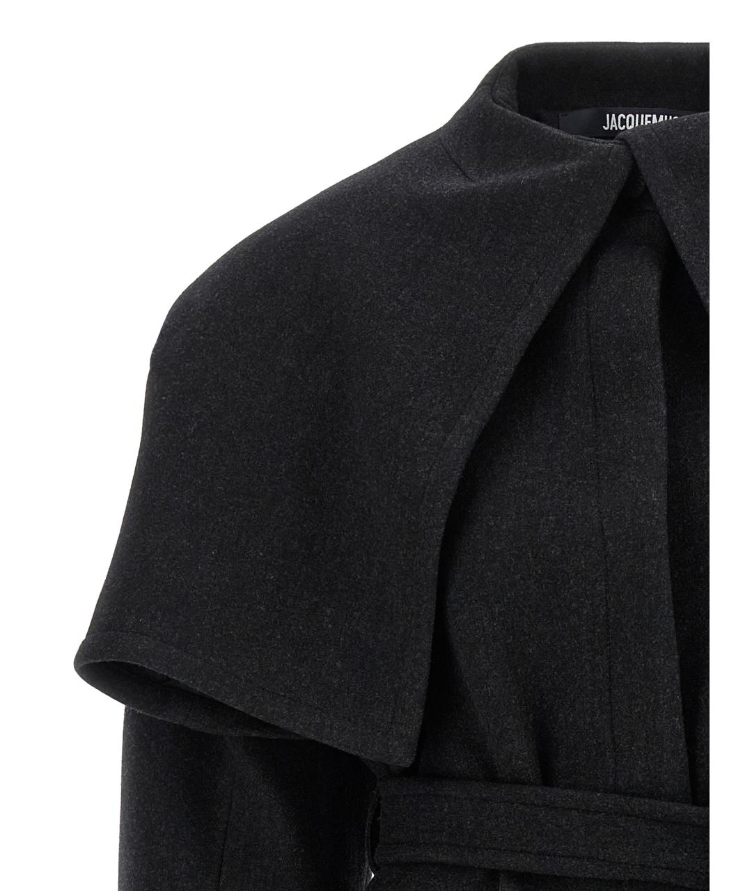 JACQUEMUS Черное шерстяное пальто, фото 3