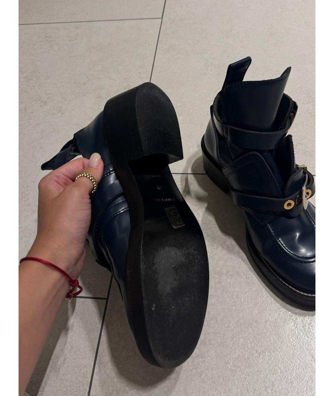 BALENCIAGA Темно-синие кожаные ботинки, фото 7