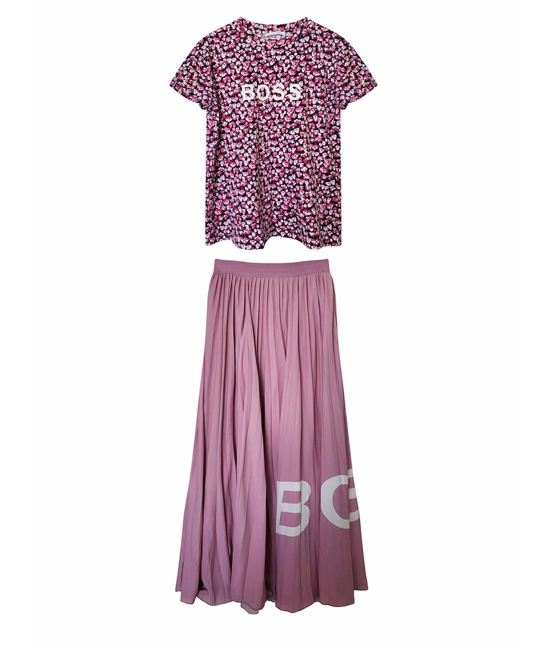 HUGO BOSS Розовый хлопко-эластановый костюм с юбками, фото 1
