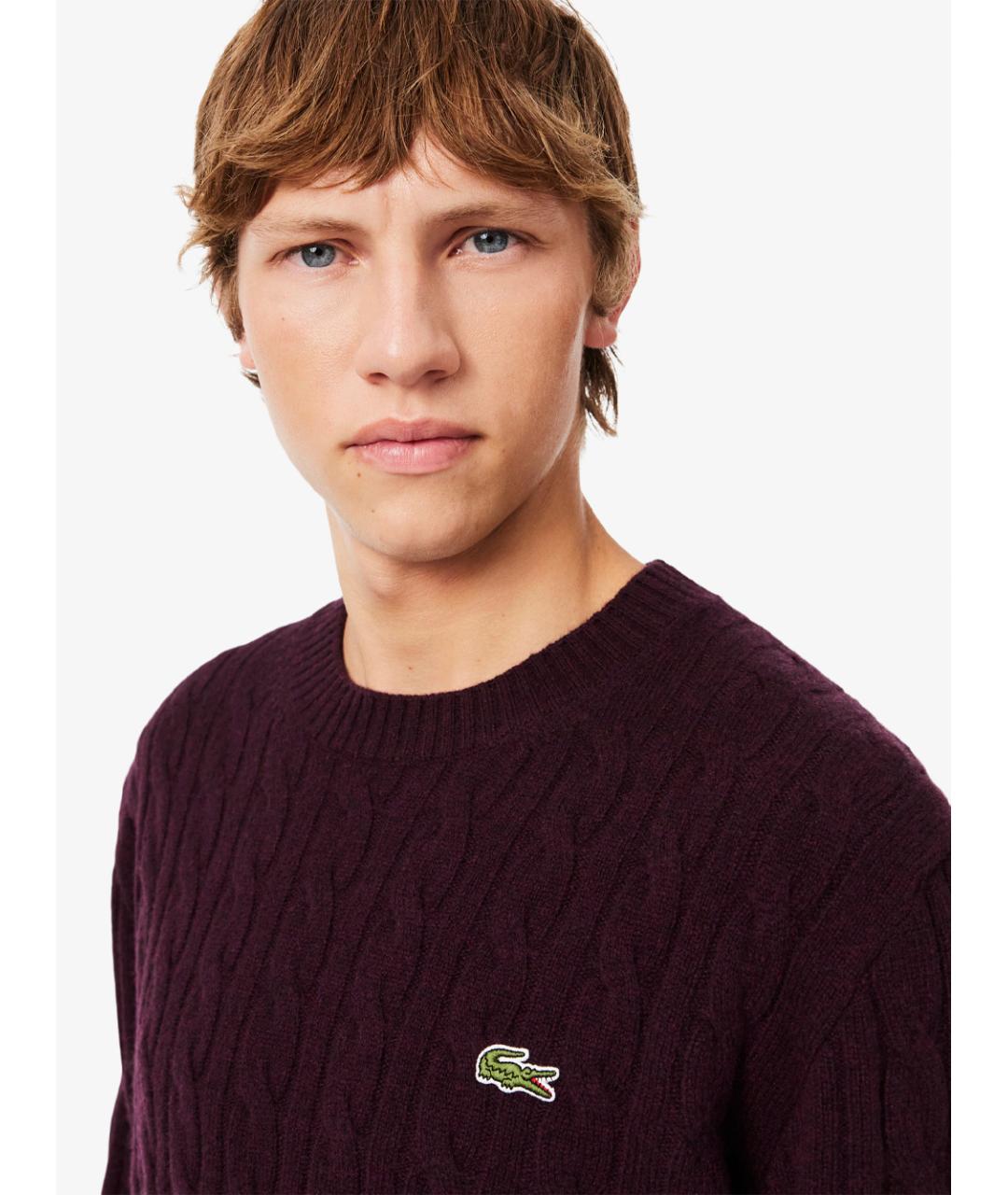 LACOSTE Бордовый шерстяной джемпер / свитер, фото 4