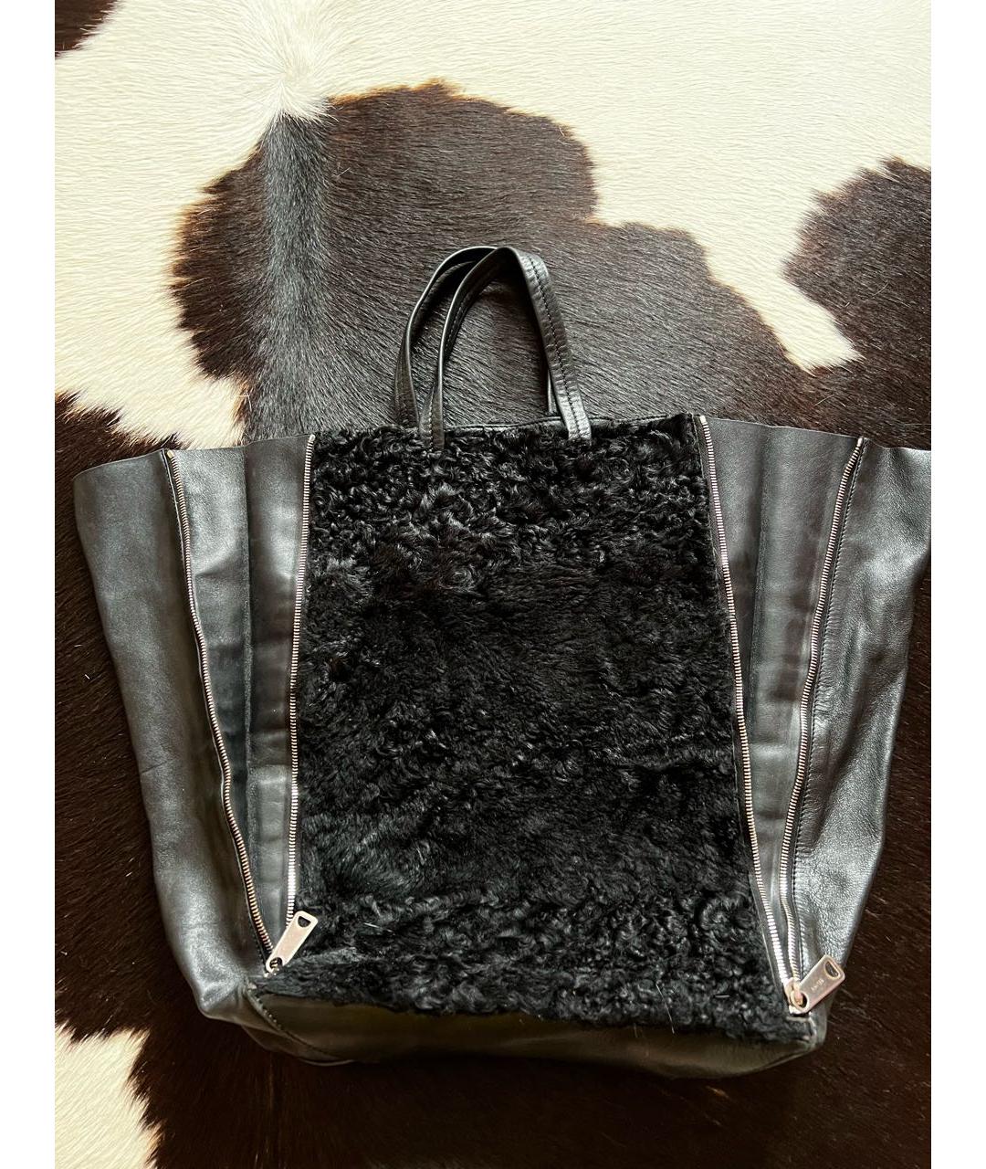 CELINE PRE-OWNED Черная меховая сумка тоут, фото 6