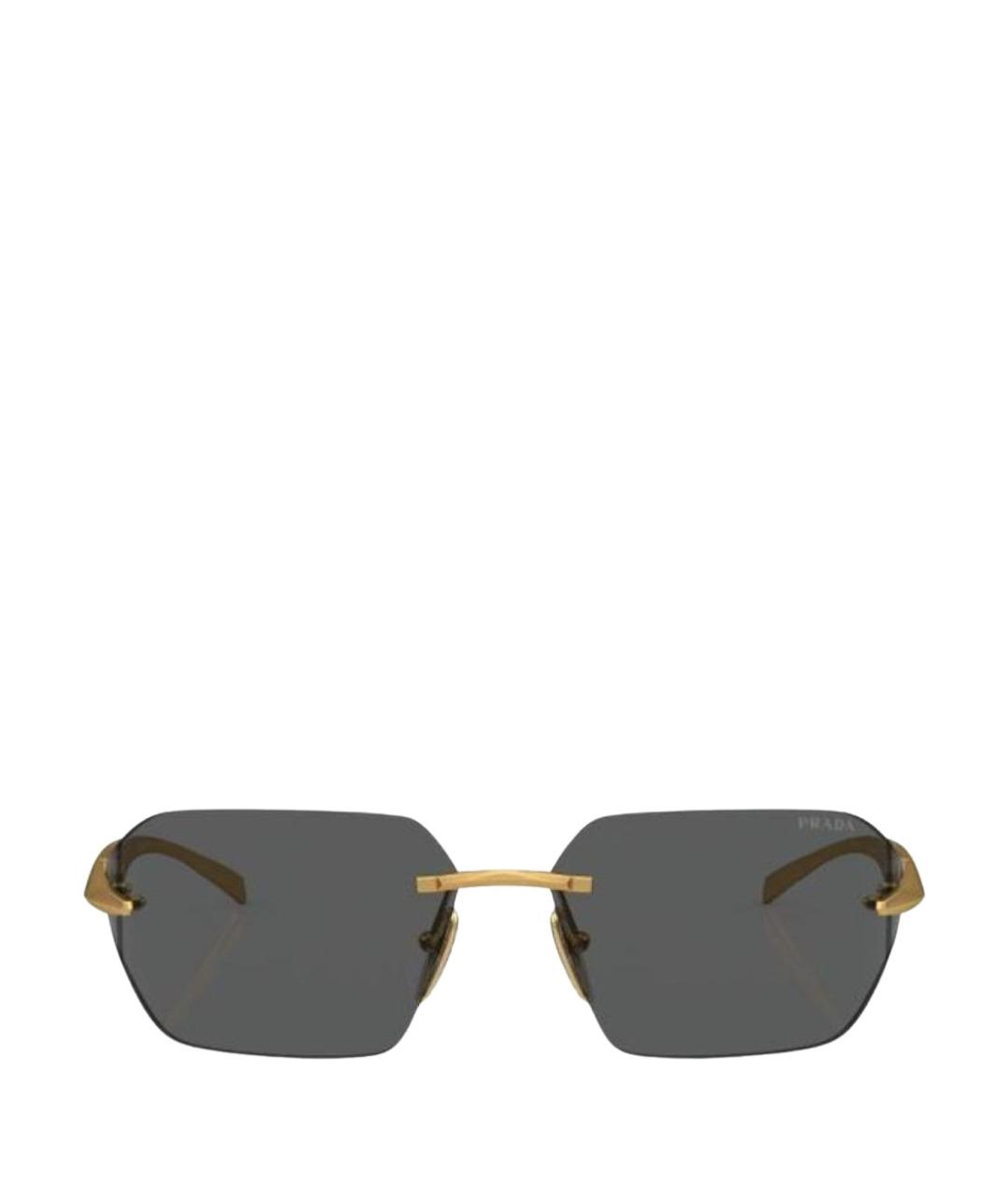 PRADA Золотые металлические солнцезащитные очки, фото 1