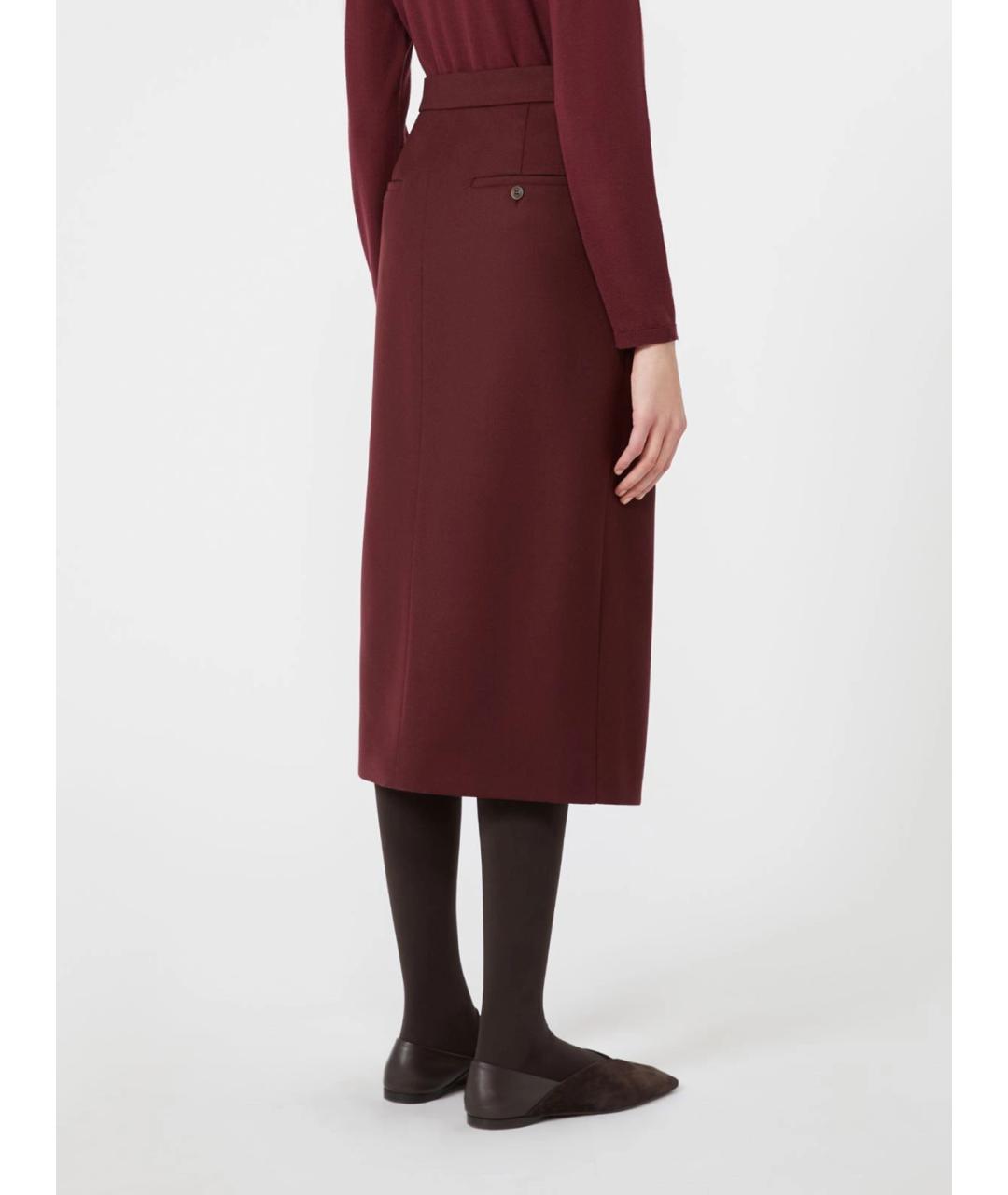 MAX MARA Бордовая шерстяная юбка миди, фото 4