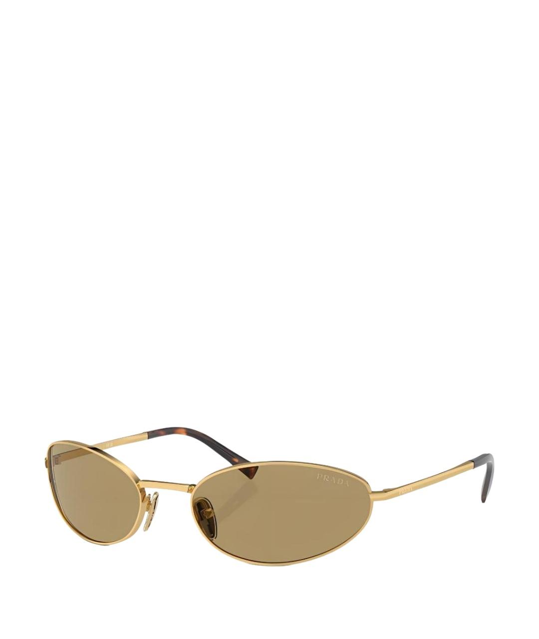 PRADA Золотые металлические солнцезащитные очки, фото 1