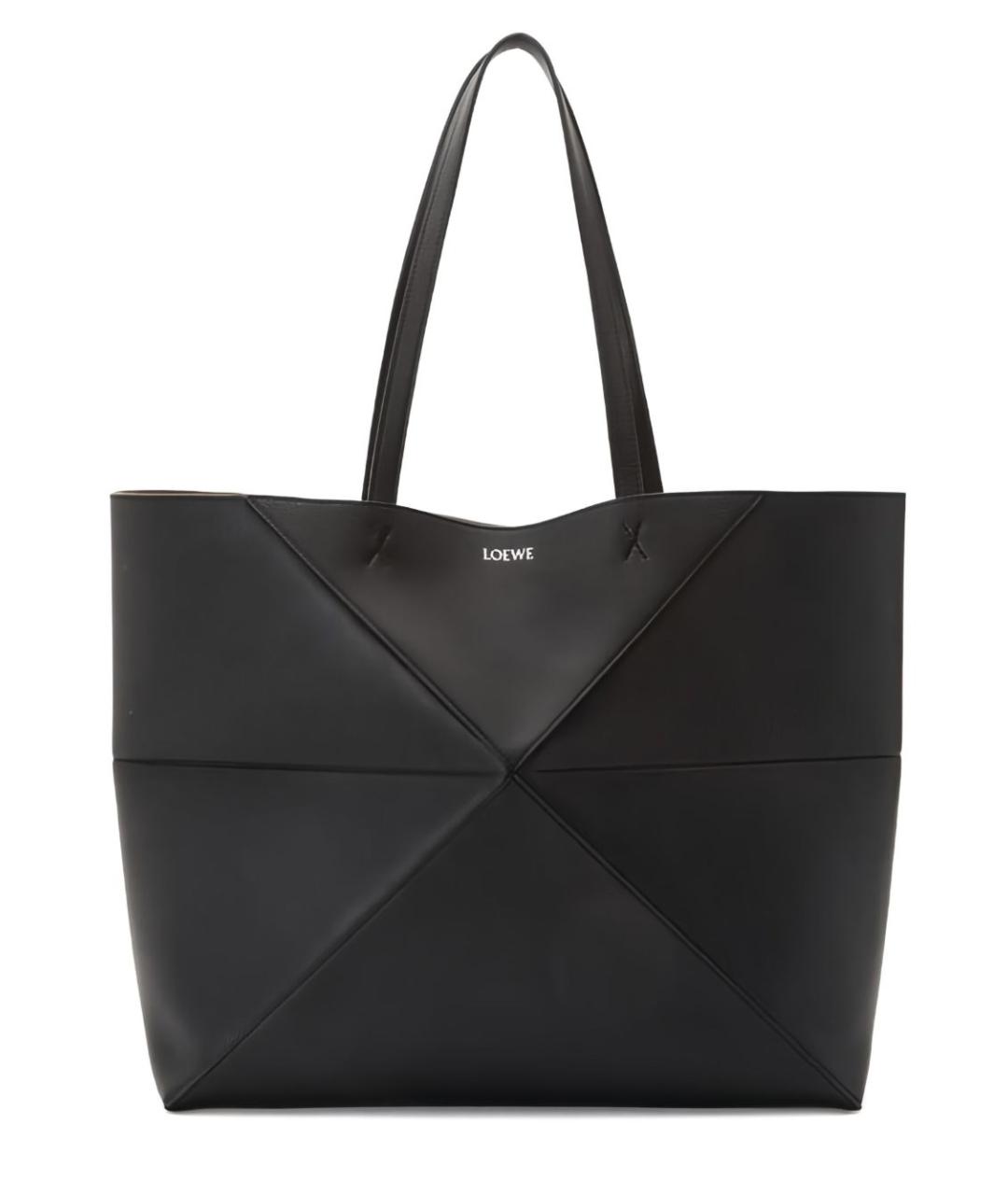 LOEWE Черная кожаная сумка тоут, фото 2