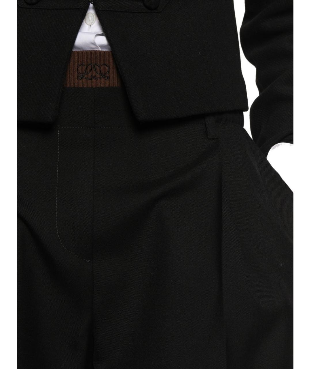 LOEWE Черные шерстяные прямые брюки, фото 3