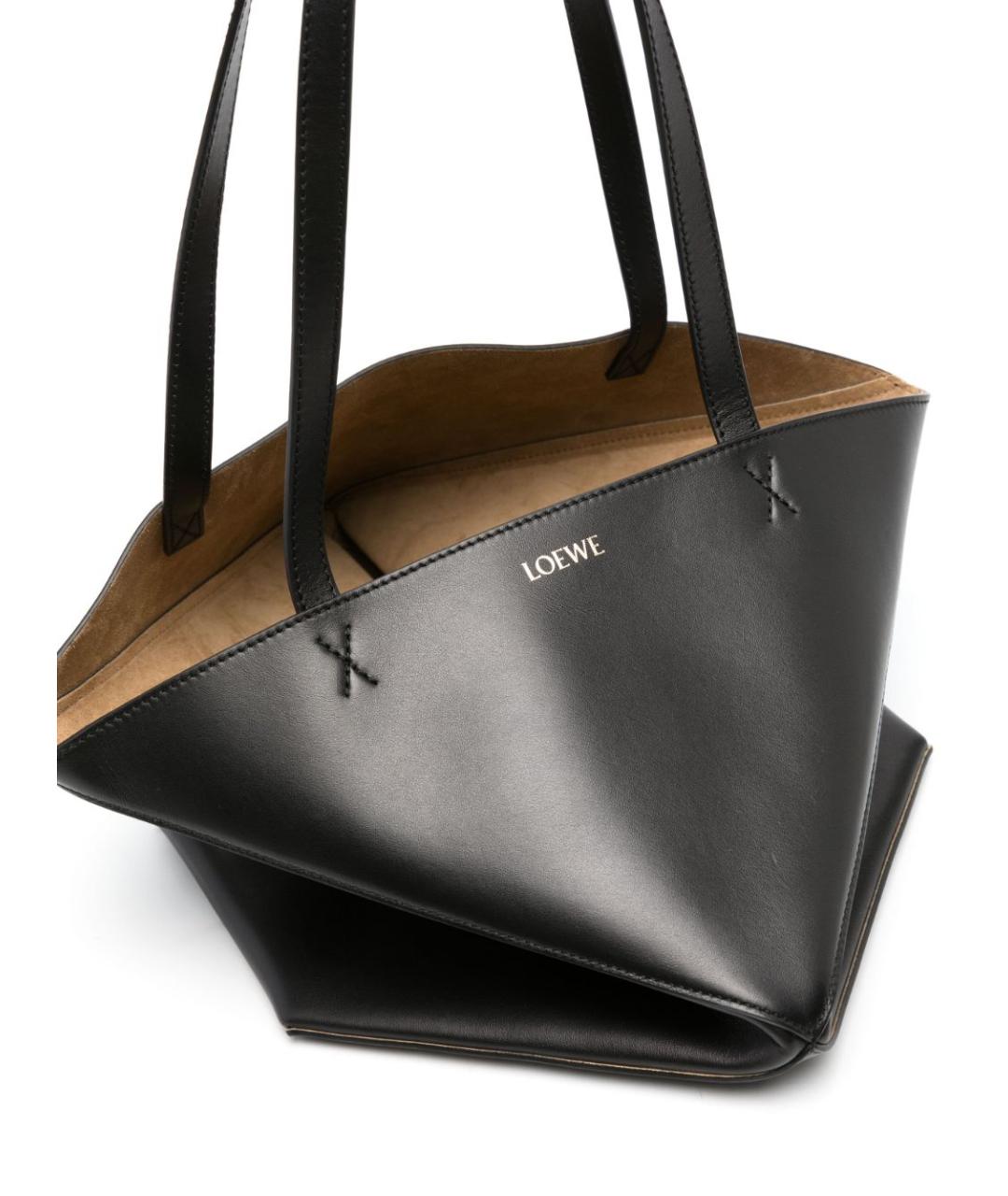 LOEWE Черная кожаная сумка тоут, фото 4