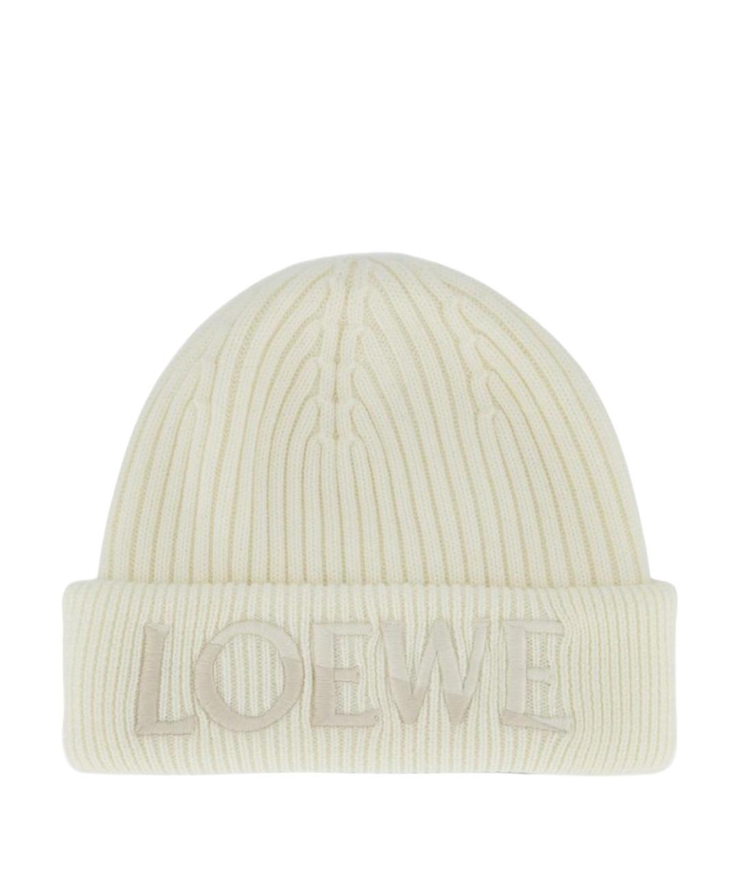 LOEWE Белая шерстяная шапка, фото 1