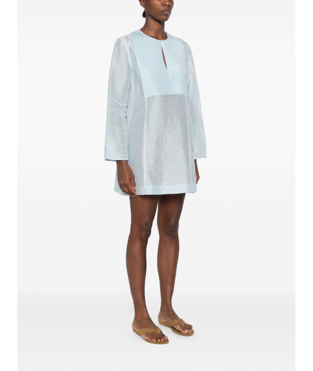 TORY BURCH Голубое шелковое платье, фото 4