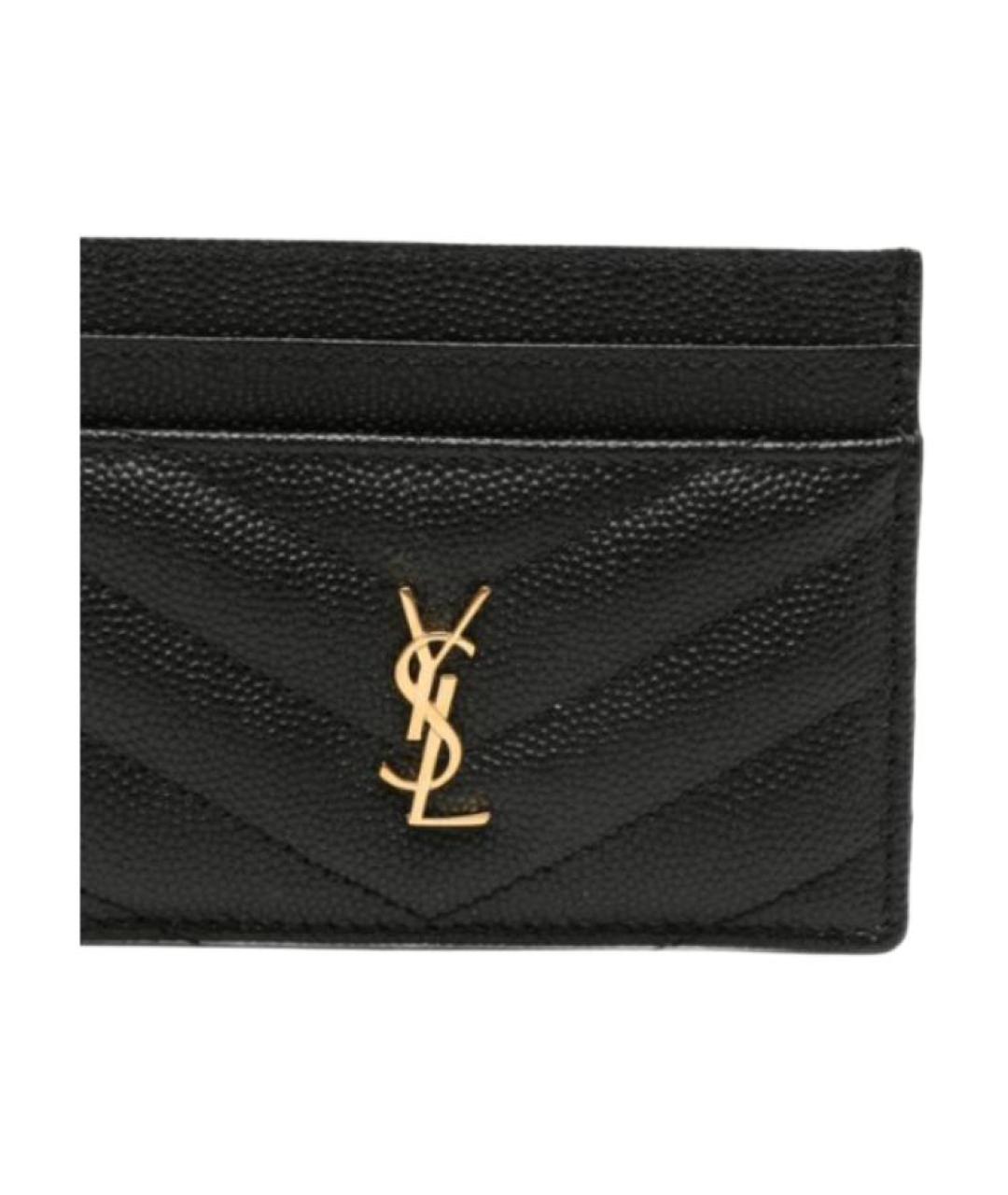 SAINT LAURENT Черный кожаный кардхолдер, фото 4