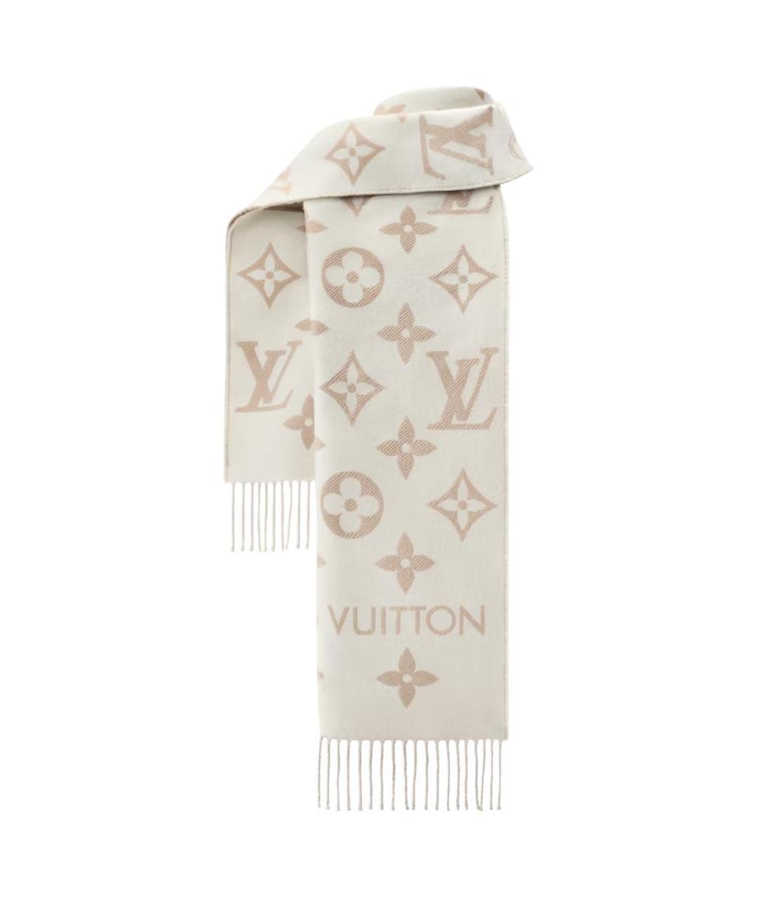 LOUIS VUITTON Бежевый шелковый шарф, фото 2