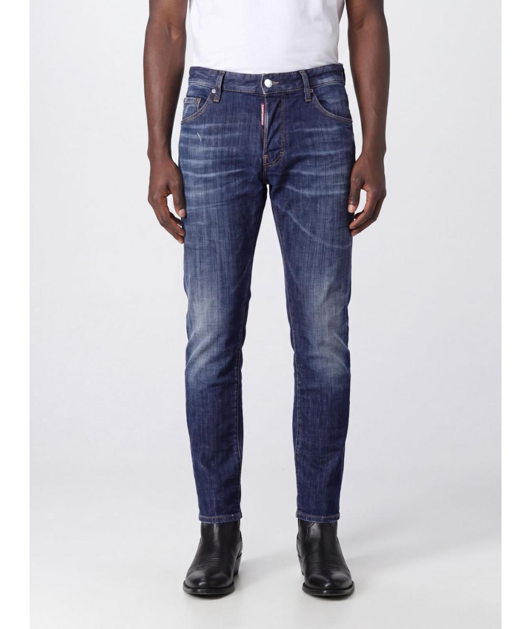 DSQUARED2 Синие хлопковые прямые джинсы, фото 2