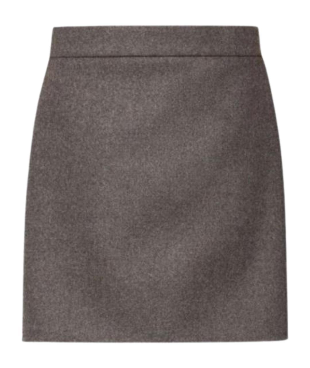 MAX MARA Серая шерстяная юбка мини, фото 1