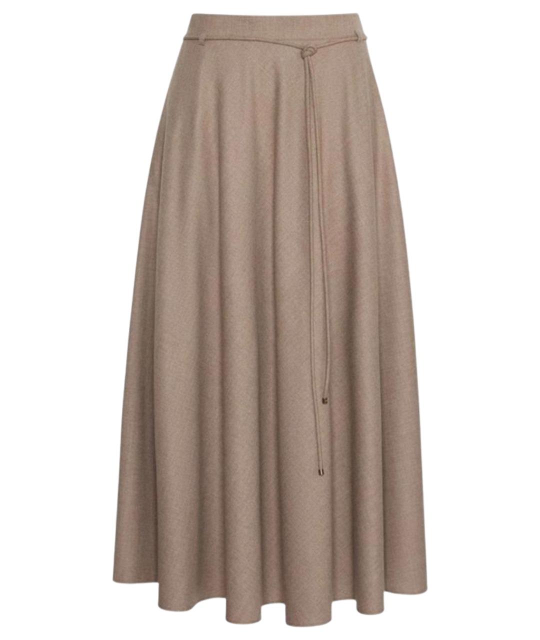 MAX MARA Бежевая кашемировая юбка миди, фото 1