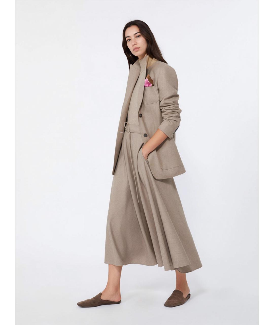 MAX MARA Бежевая кашемировая юбка миди, фото 2