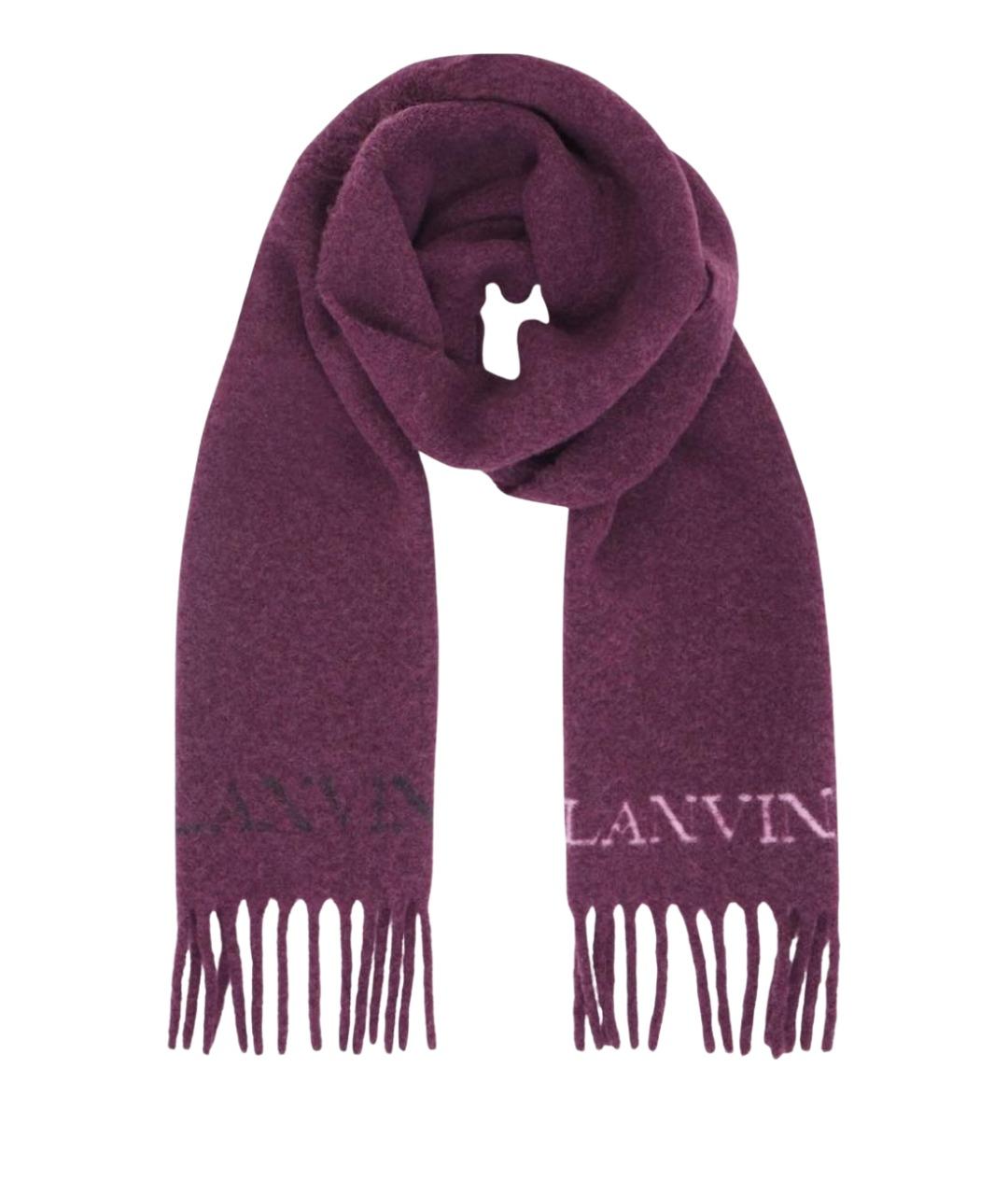 LANVIN Бордовый шерстяной шарф, фото 1