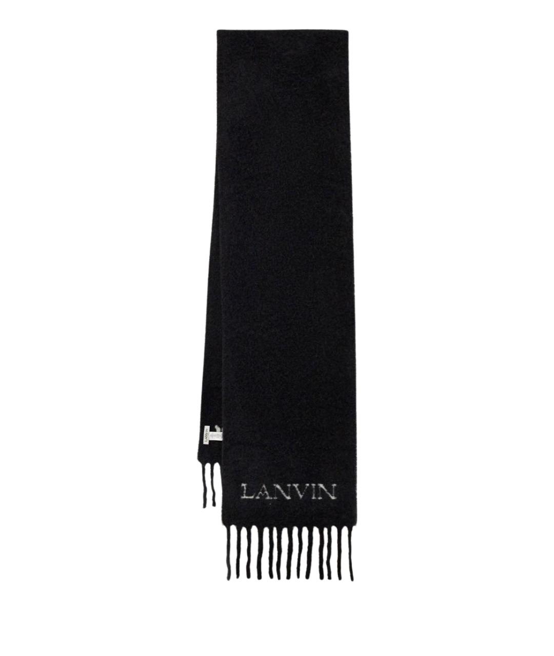 LANVIN Черный шерстяной шарф, фото 1