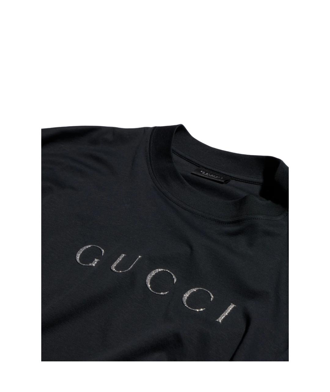 GUCCI Черная хлопковая футболка, фото 3