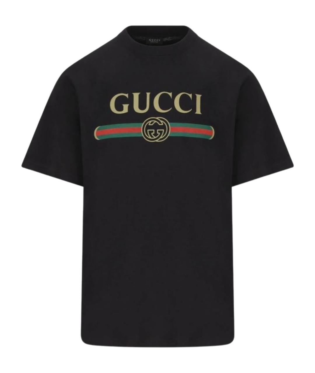 GUCCI Черная шелковая футболка, фото 1