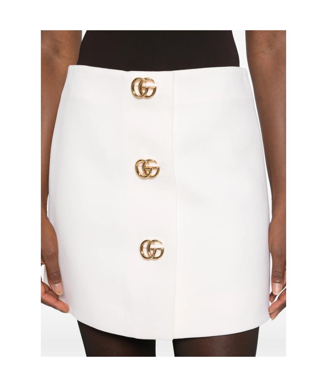 GUCCI Белая шерстяная юбка мини, фото 5