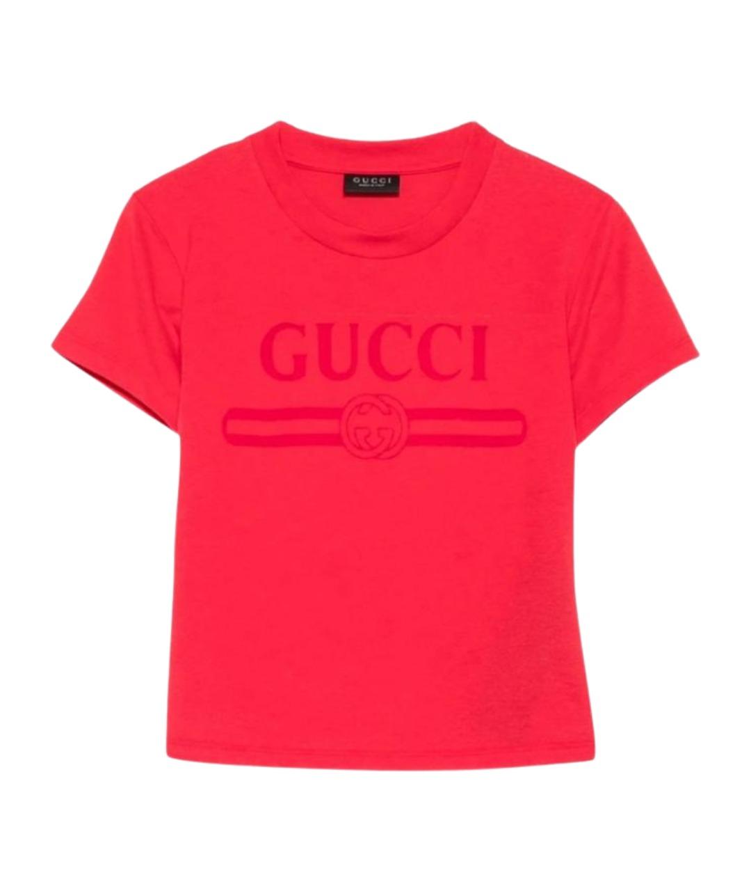 GUCCI Красная хлопковая футболка, фото 1