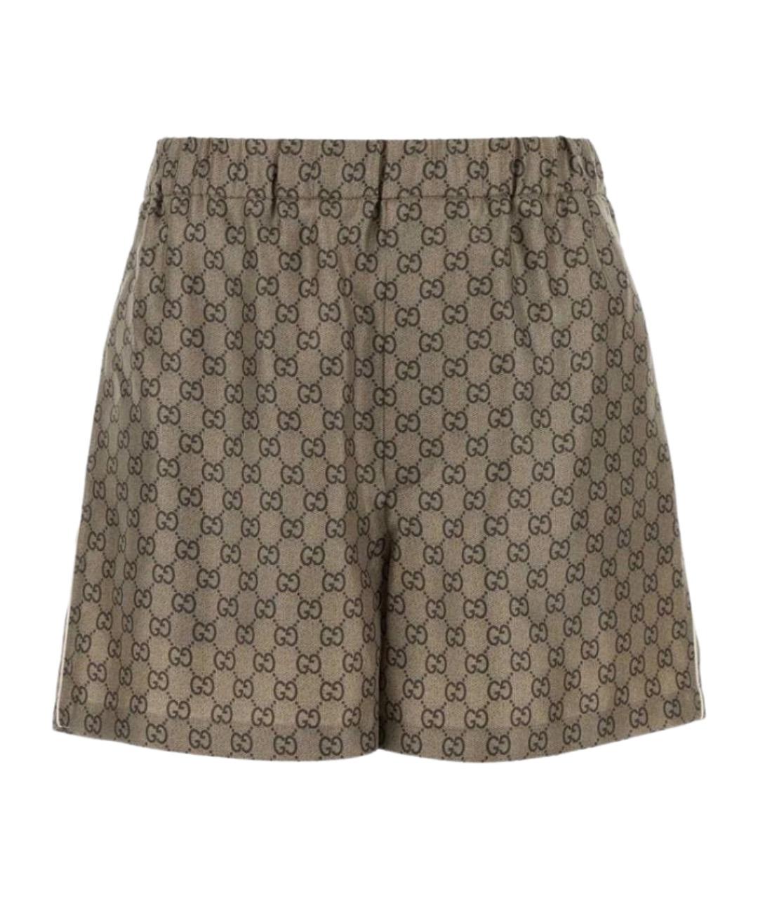 GUCCI Бежевые шелковые шорты, фото 1