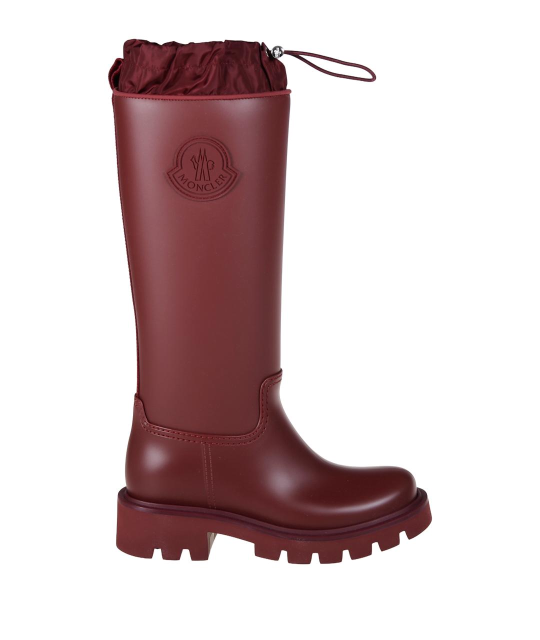 MONCLER Бордовые резиновые сапоги, фото 1