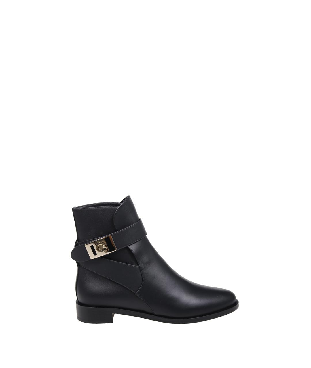 FERRAGAMO Черные кожаные ботинки, фото 4