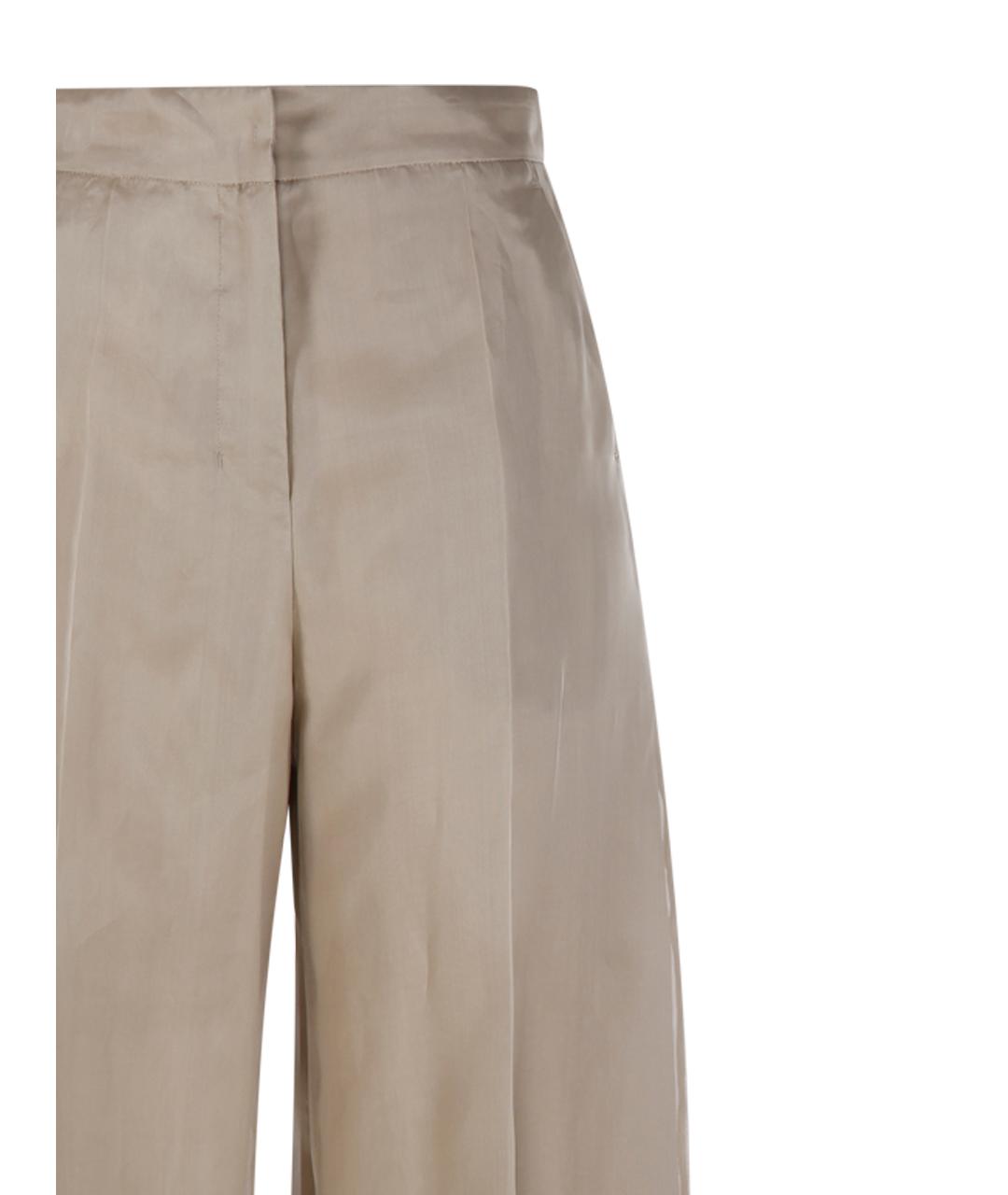 MAX MARA Бежевые шелковые прямые брюки, фото 4
